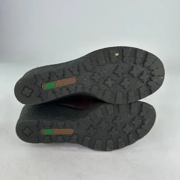 Timberland Amston Hiker Wedge Booties Sz 10 Womens Burgunday Leather Canvas Boot - Picture 6 of 13